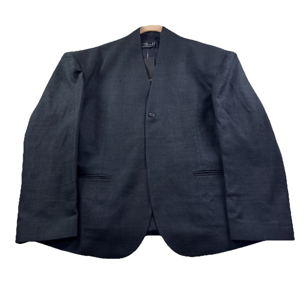 Turn Black Vivir Collarless Black Silk Jacket XL New With Tags